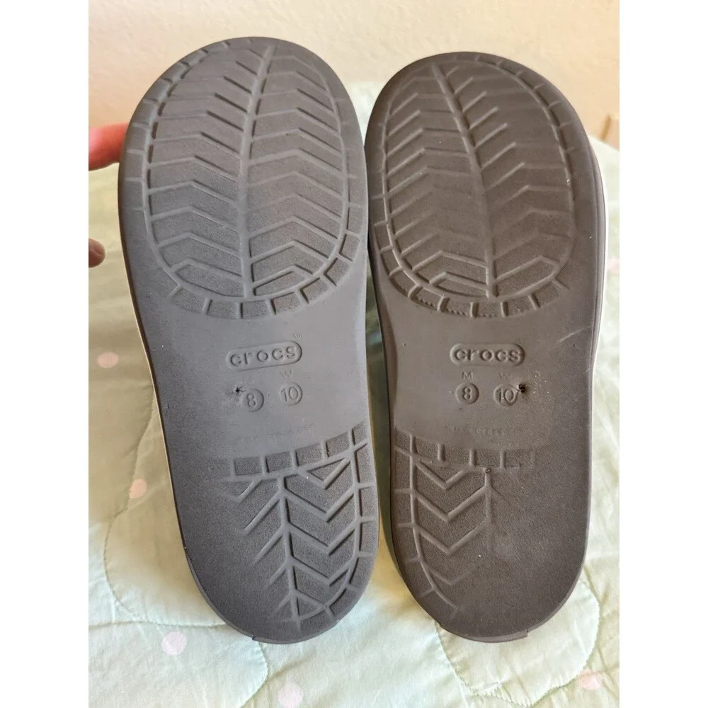 Crocs Gray Slide Slip-On Sandals Logo Synthetic Upper Men’s US Size 8
